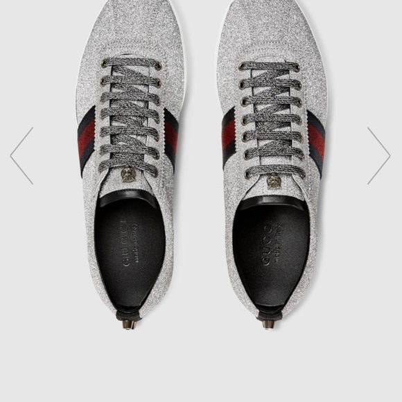 NIB Gucci Glitter Web Sneaker with Studs Brand New - Picture 6 of 8